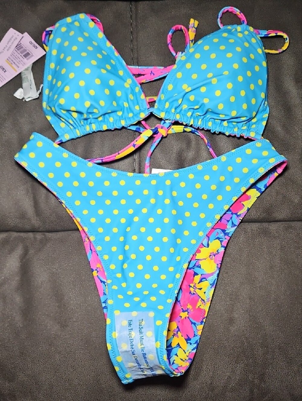Wild Fable Reversible Bikini Swimsuit Set New XS Colorful Beach - Picture 10 of 10